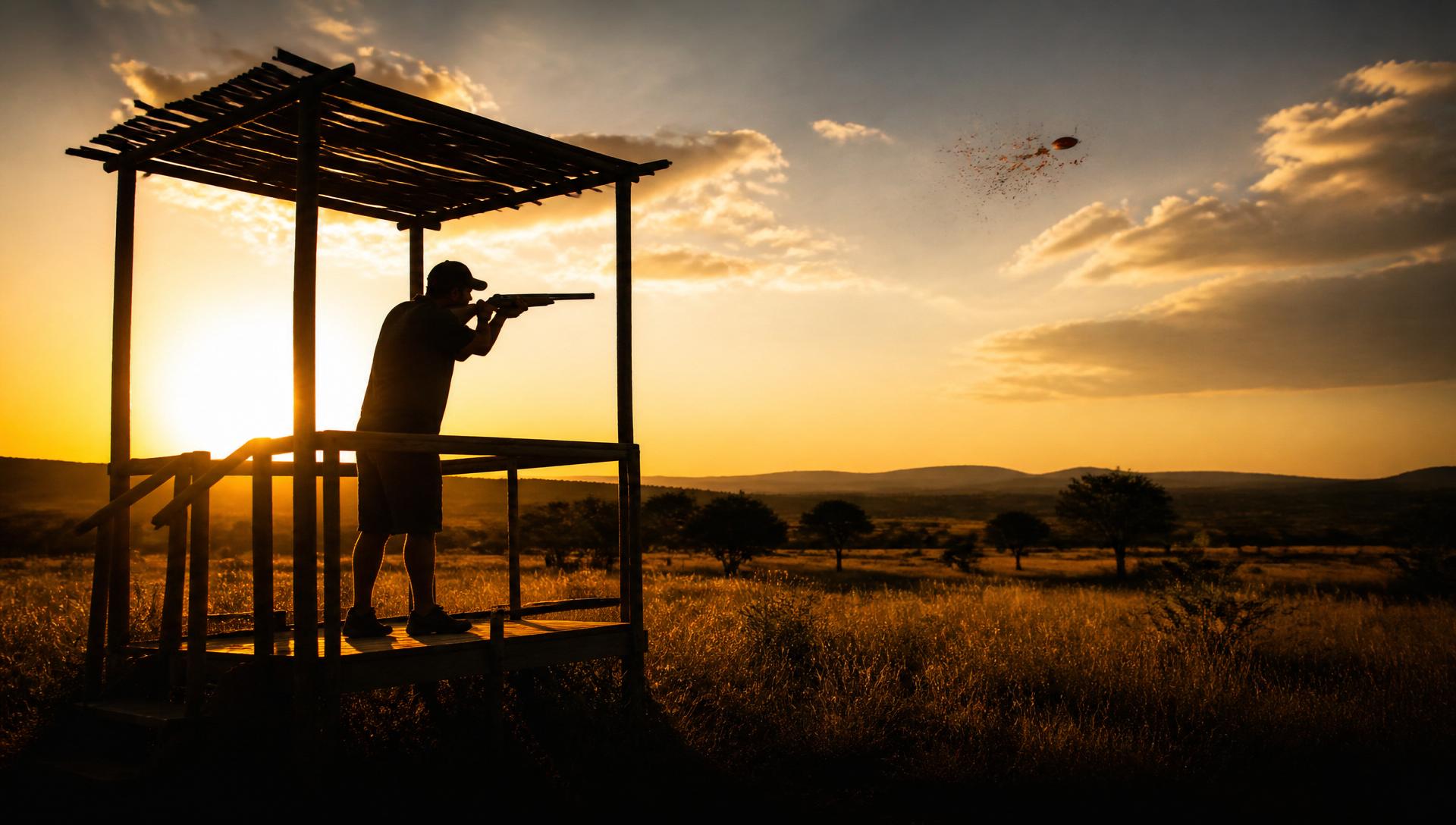 Clay shooter at golden hour